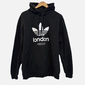 Adidas Men's XL Black White Streetwear Logo London Hooded Pullover Sweater